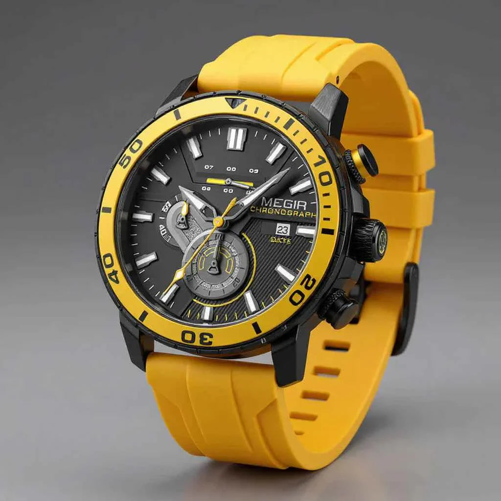 Romain Montre Chronographe Homme | Bracelet Silicone Vert Sportif 8