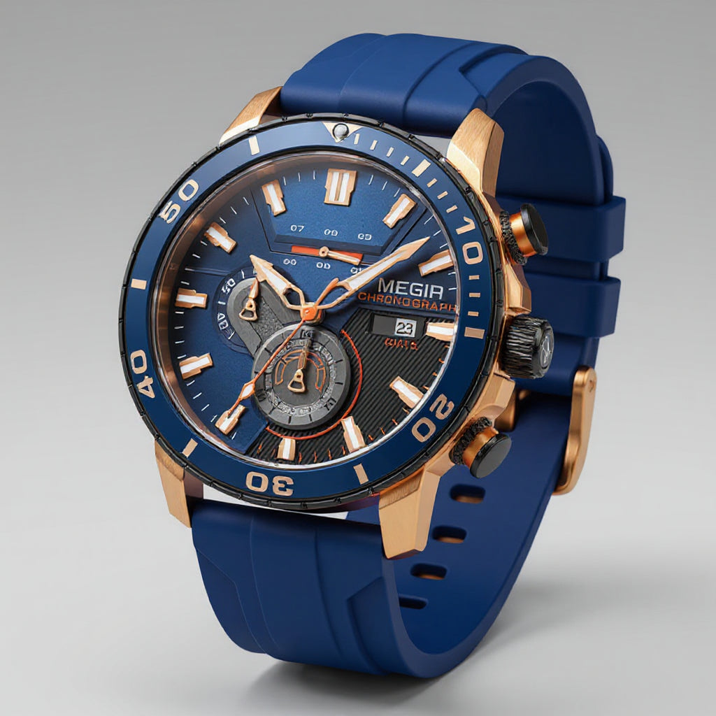 Romain Montre Homme | Chronographe Céramique Vert Armée 4