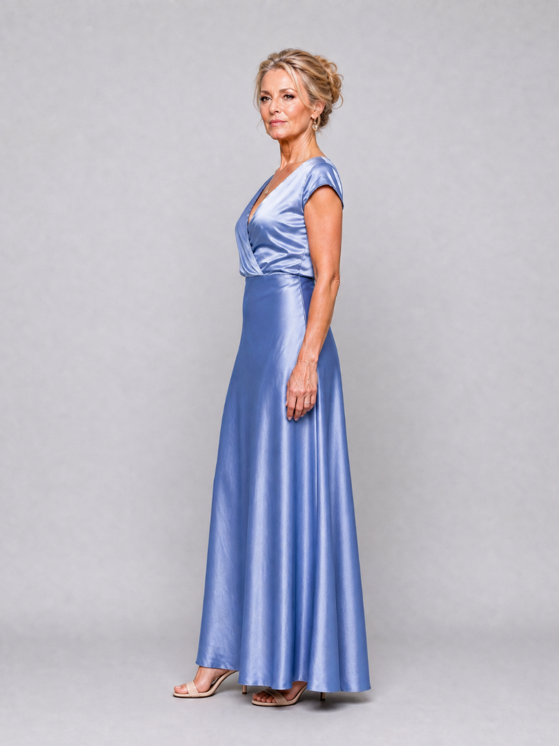 Sassy Women's Maxi Dress | Wrap Bodice with Cap Sleeves, Elegant Evening Wear 6