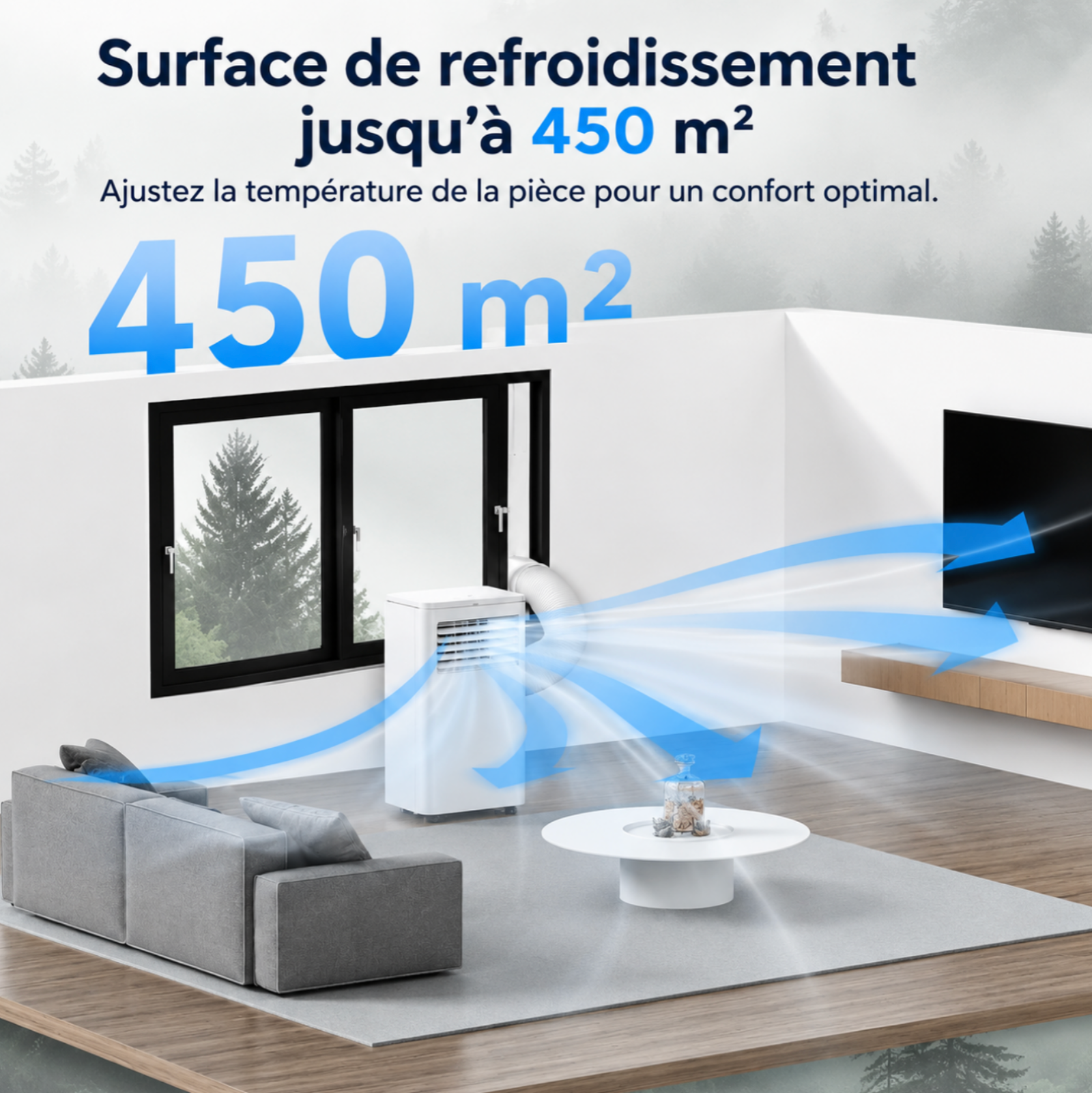 Climatiseur portable de 10 000 BTU avec télécommande et mode veille