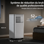 Climatiseur portable de 10 000 BTU avec télécommande et mode veille