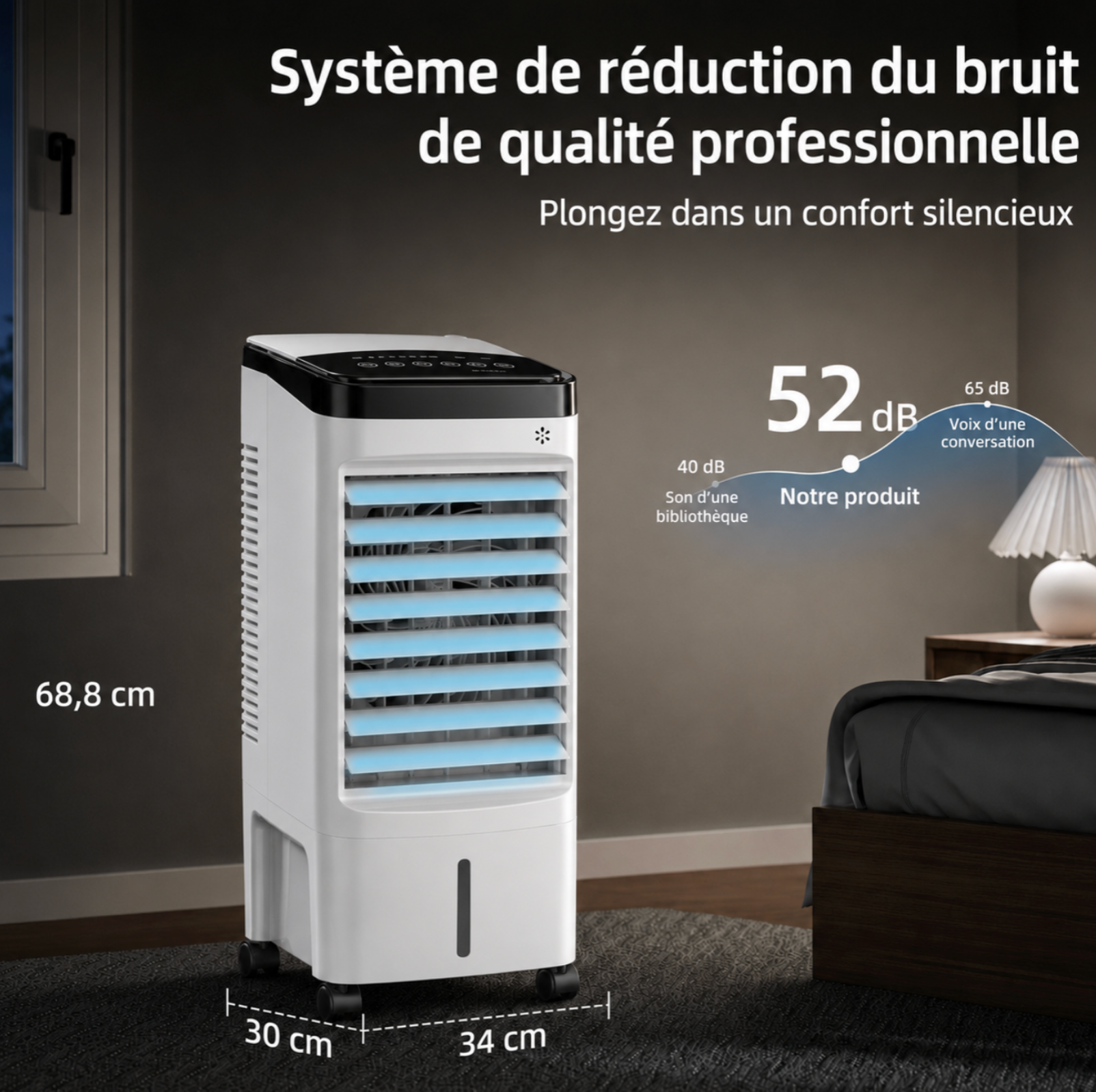 Climatiseur portable de 10 000 BTU avec télécommande et mode veille