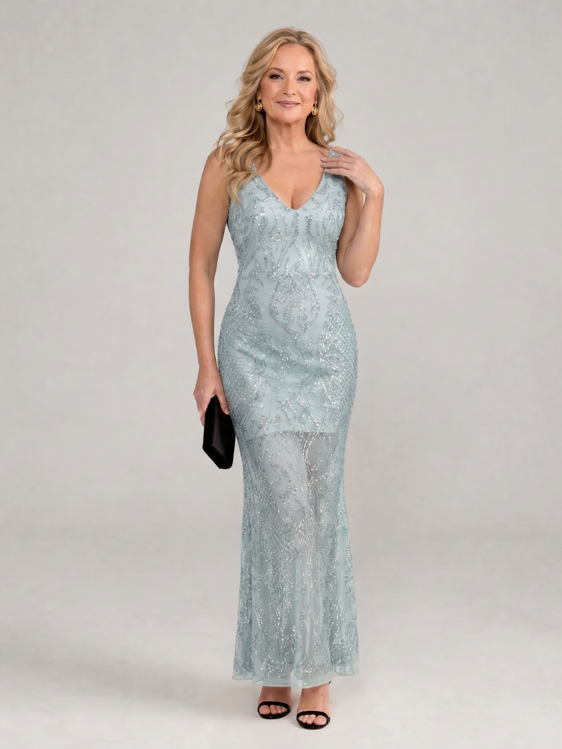 Sire Women's Midi Dress | Sequin Embellished, Sheer Panel 4
