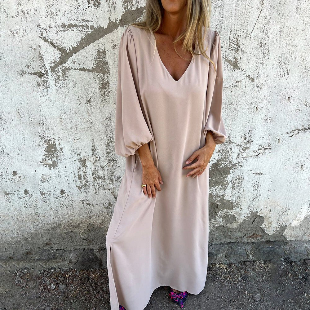 Sophisticated Women's Maxi Dress | Elegant Draped Design with Side Slit 0