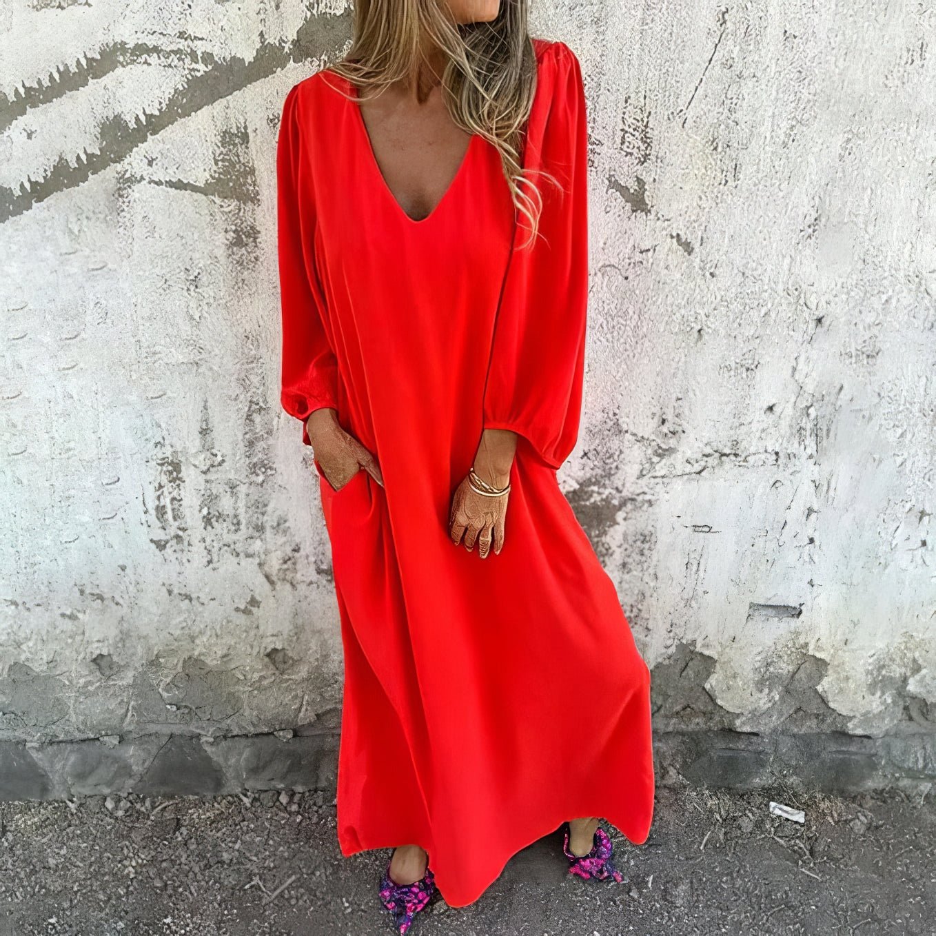 Sophisticated Women's Maxi Dress | Elegant Draped Design with Side Slit 4