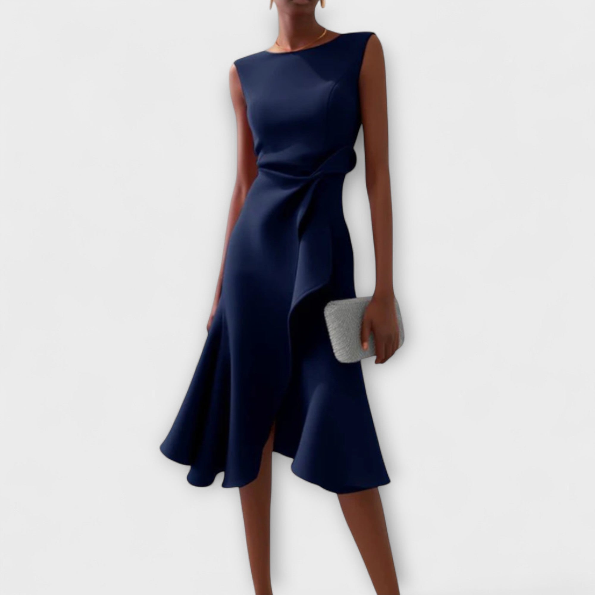 Sophisticated Women's Midi Dress | Asymmetric Draped Design 1