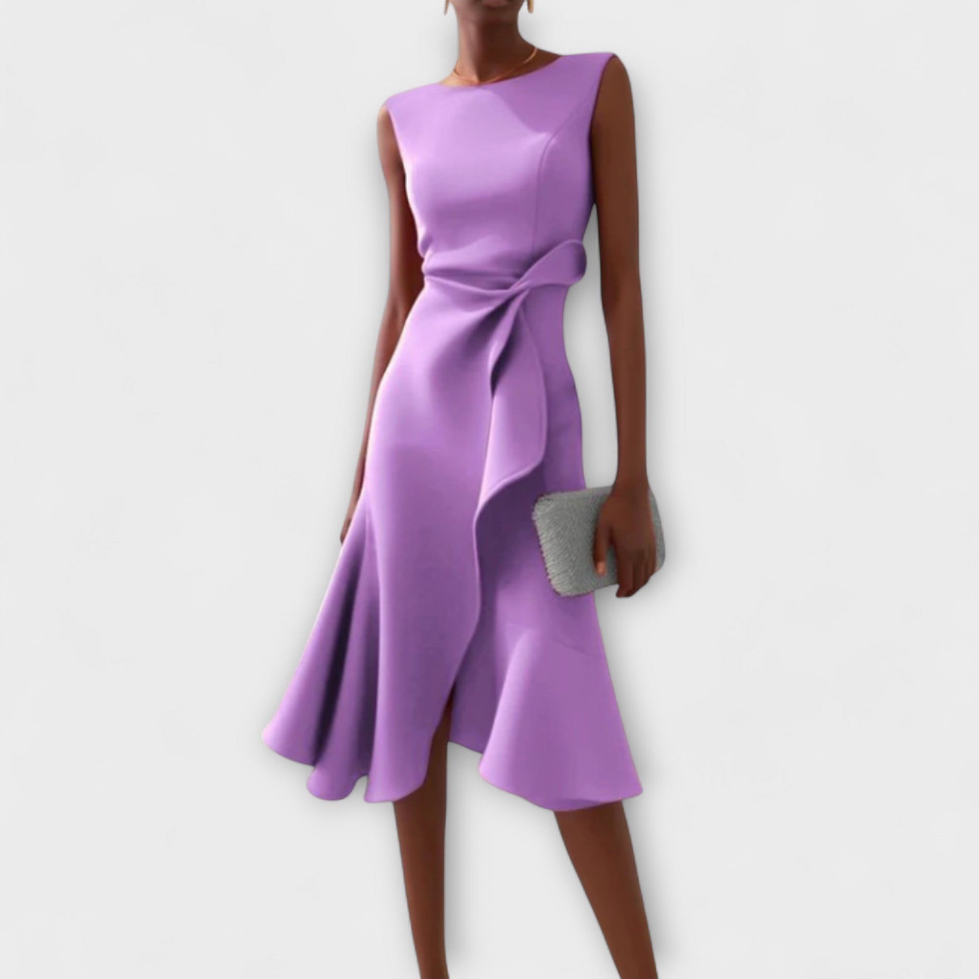 Sophisticated Women's Midi Dress | Asymmetric Draped Design 4