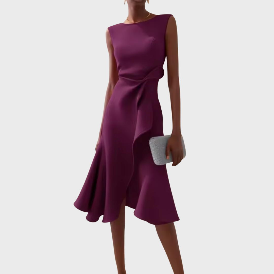 Sophisticated Women's Midi Dress | Asymmetric Draped Design 6