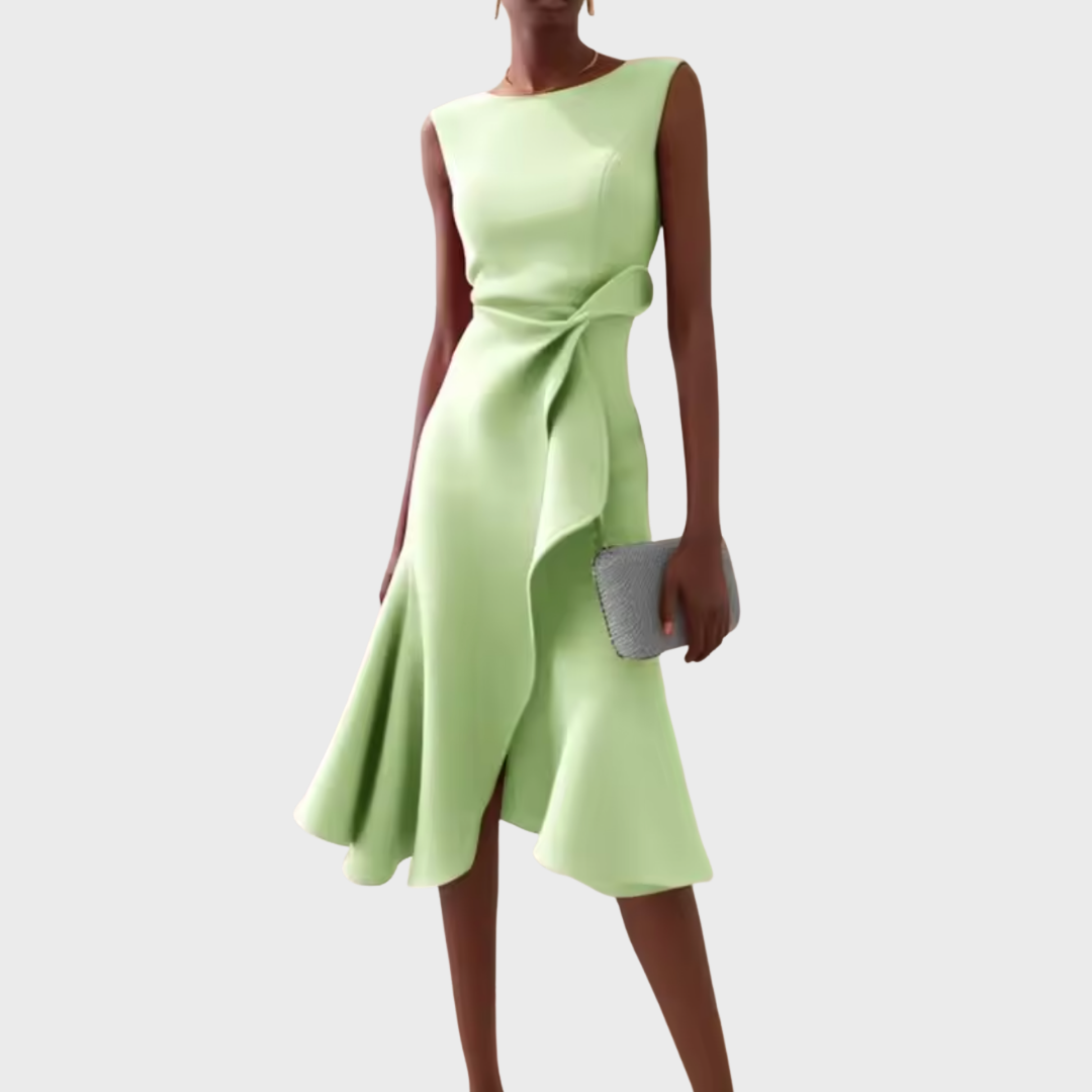 Sophisticated Women's Midi Dress | Asymmetric Draped Design 7