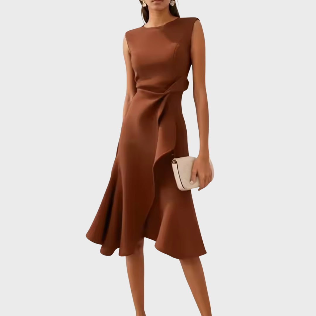 Sophisticated Women's Midi Dress | Asymmetric Draped Design 8