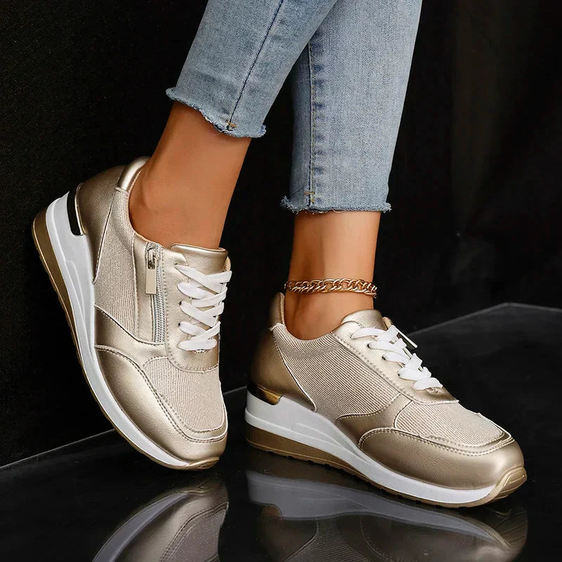 Stellara Women's Sneakers | Metallic Upper, Dual Fastening 0