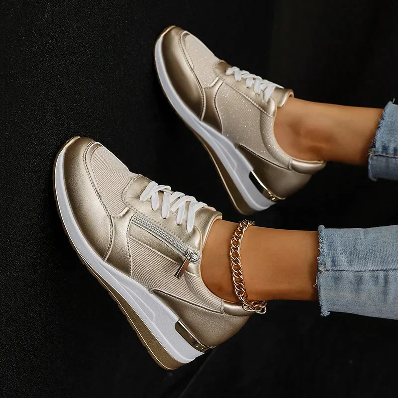 Stellara Women's Sneakers | Metallic Upper, Dual Fastening 2