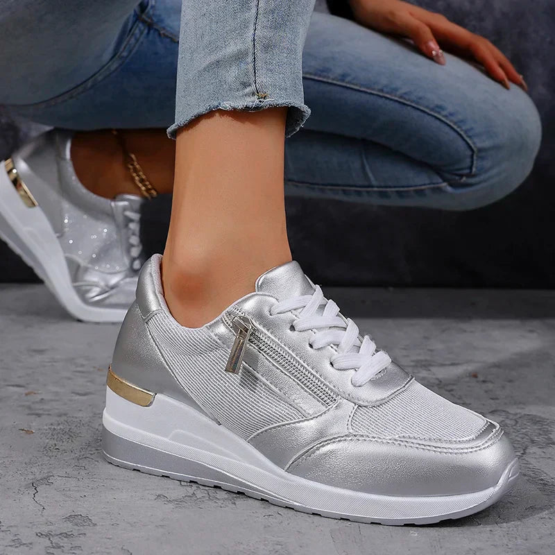 Stellara Women's Sneakers | Metallic Upper, Dual Fastening 3