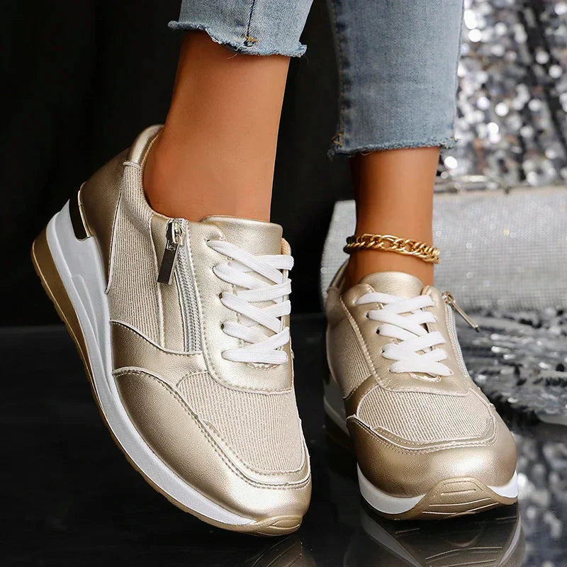 Stellara Women's Sneakers | Metallic Upper, Dual Fastening 5