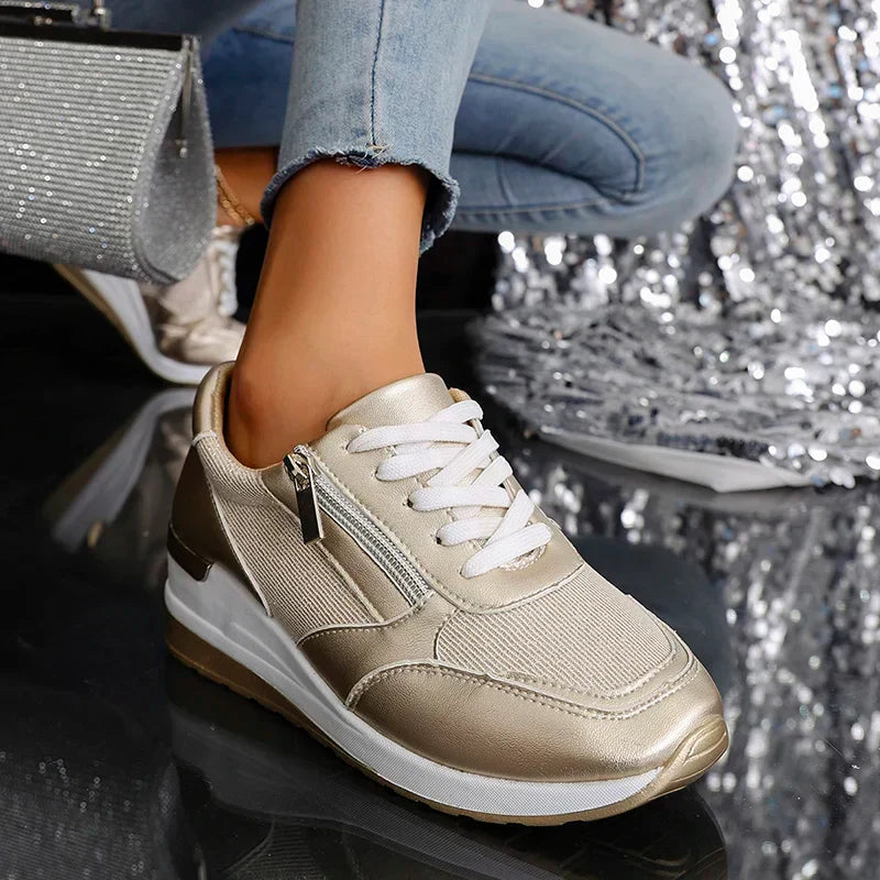 Stellara Women's Sneakers | Metallic Upper, Dual Fastening 6