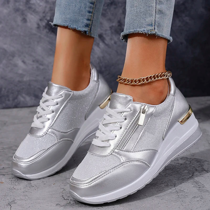 Stellara Women's Sneakers | Metallic Upper, Dual Fastening 8