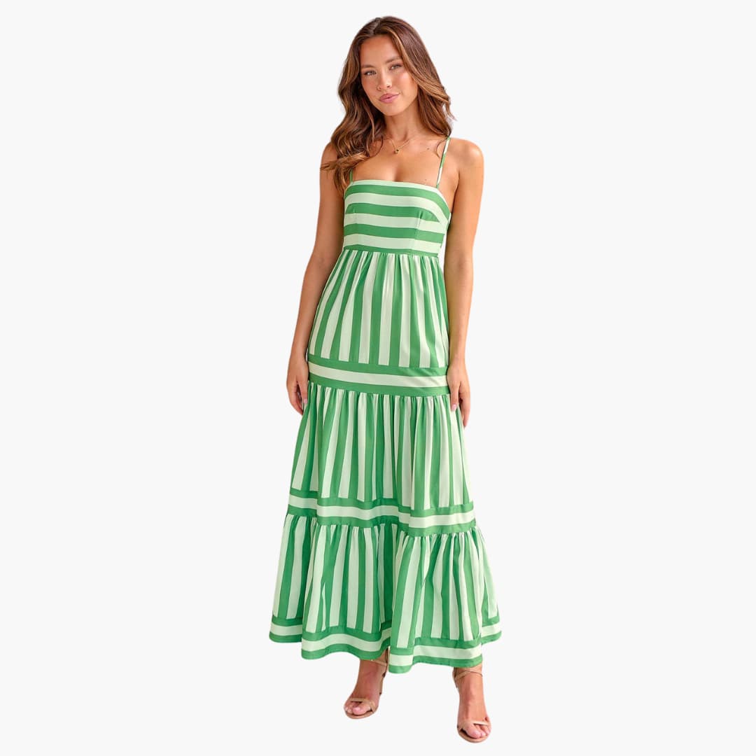 Stylish Women's Maxi Dress | Striped Design, Adjustable Straps, Plus Size Available 0