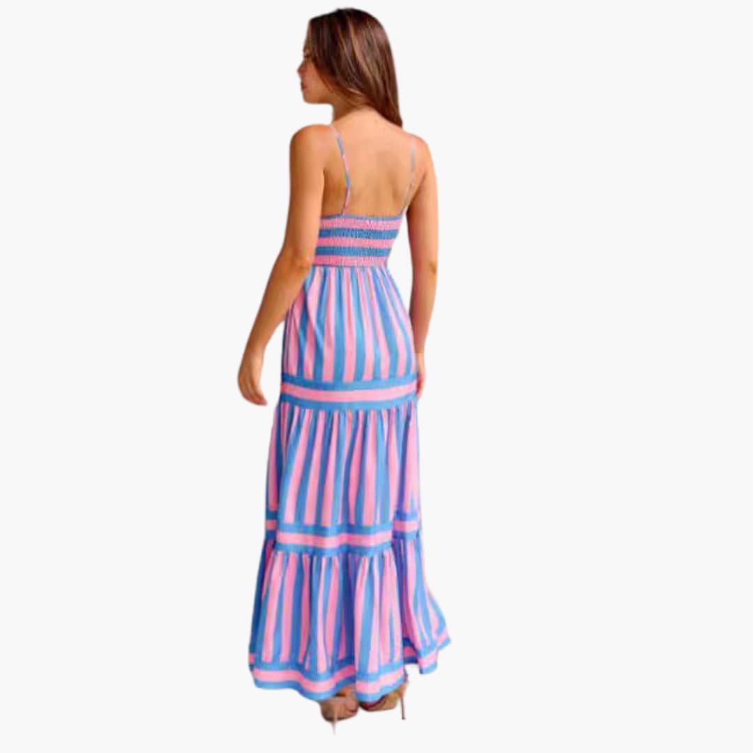 Stylish Women's Maxi Dress | Striped Design, Adjustable Straps, Plus Size Available 3
