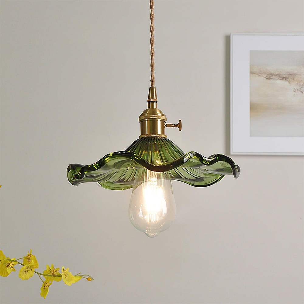 Suspension FlowerLite | Verre et Laiton, Design Fleur d'Hibiscus 0