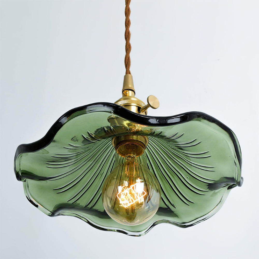 Suspension FlowerLite | Verre et Laiton, Design Fleur d'Hibiscus 5