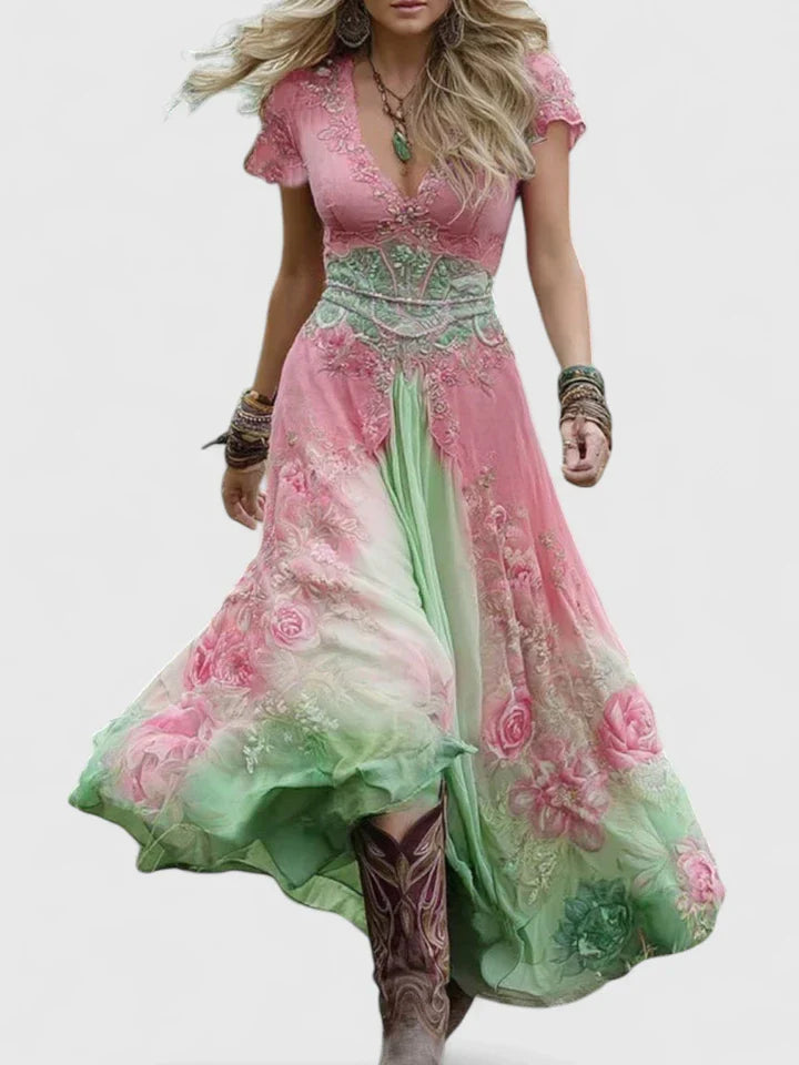 Sydneighh Women's Maxi Dress | Floral Print, Bohemian Style 3