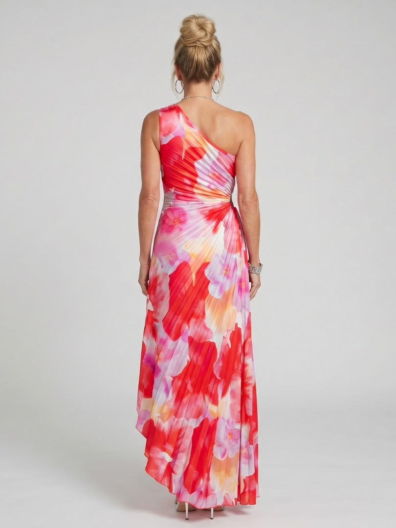 Taya Women's Midi Dress | One Shoulder Pleated, Elegant Summer Cocktail Dress 3