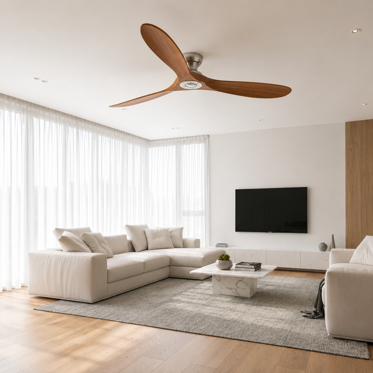 Ventilateur Plafond Silencieux | Bois Massif, 6 Vitesses Réversibles Été/Hiver 0