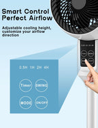 Ventilateur Sur Pied Silencieux | Oscillation 3D, Hauteur Réglable, Télécommande 5