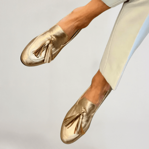 Vibrant Women's Loafers | Elegant Gold Finish, Comfortable Synthetic Upper 0