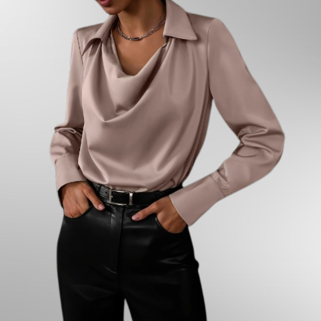 Violet Women's Blouse | Elegant Satin Design, Loose Fit 1