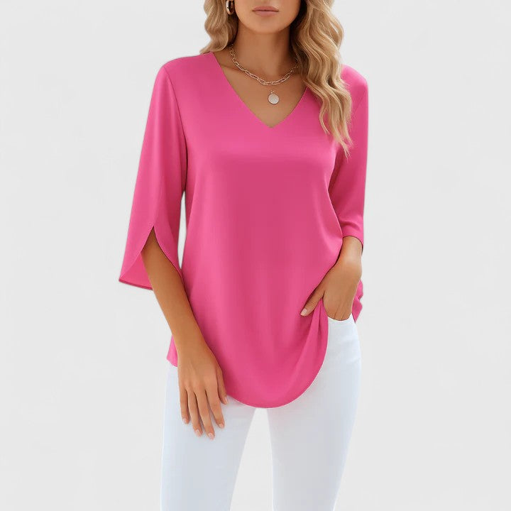 Violetta Women's Blouse | Elegant V-Neck, Lightweight Summer Top 1