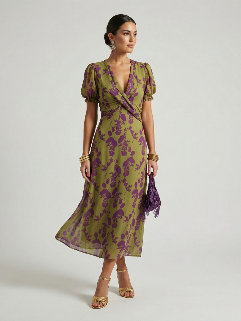 Virel Women's Midi Dress | Floral Print, Relaxed Fit 0