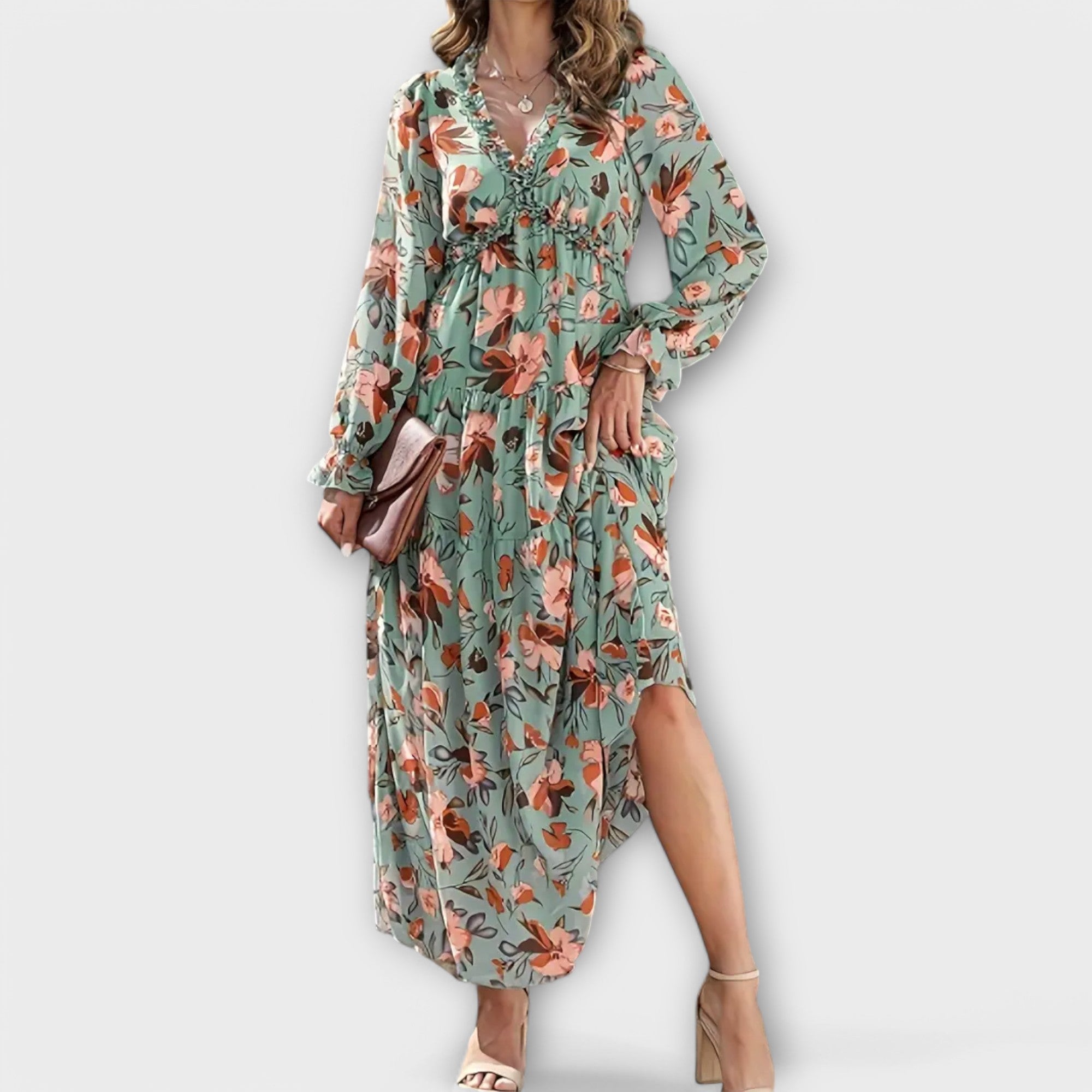 Wilma Women's Floral Maxi Dress | V-Neck, Lightweight Fabric 1