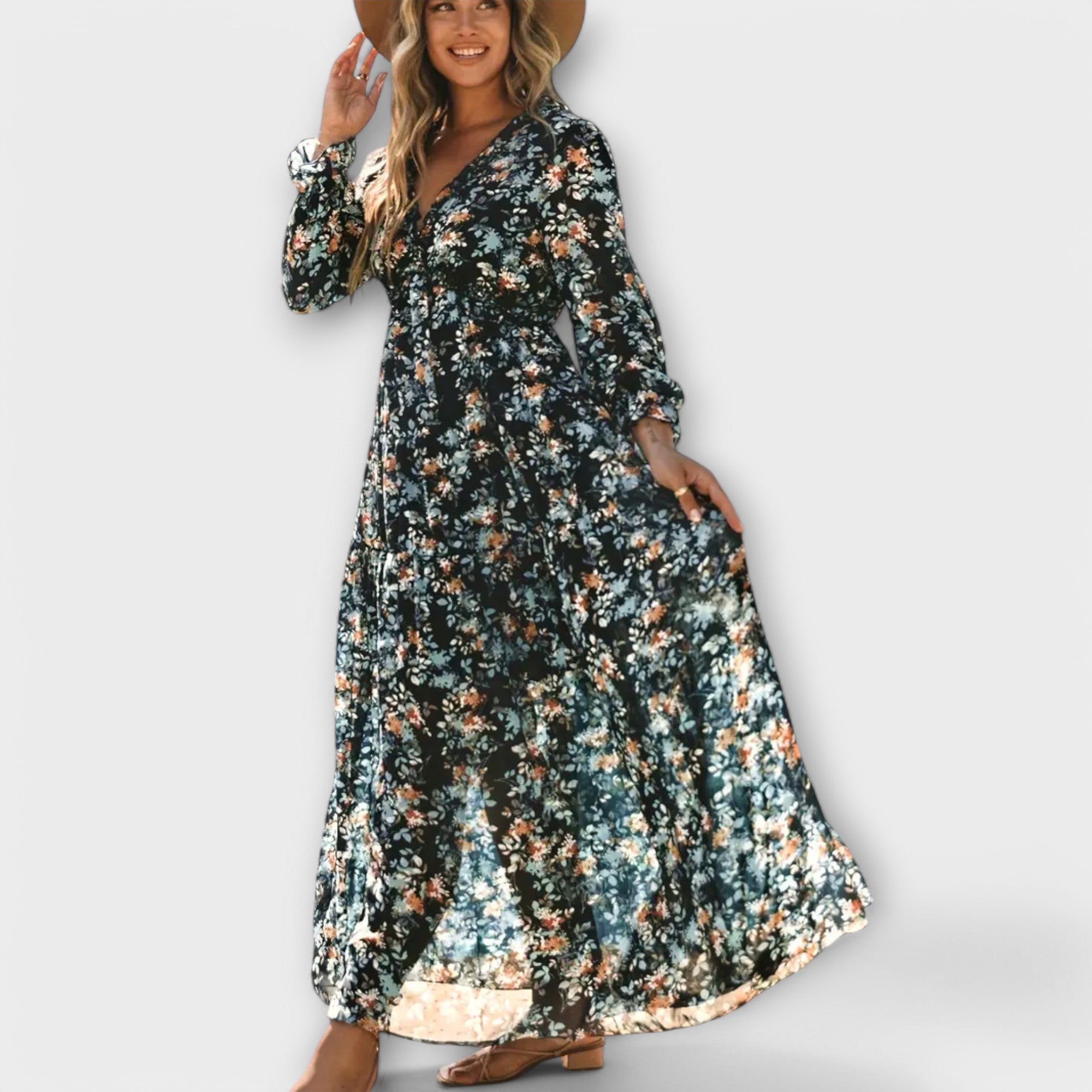 Wilma Women's Floral Maxi Dress | V-Neck, Lightweight Fabric 3