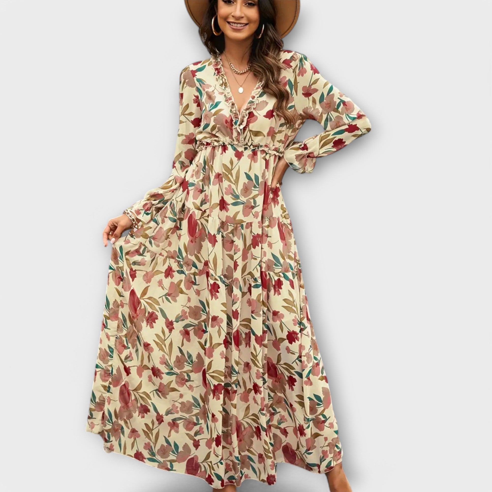 Wilma Women's Floral Maxi Dress | V-Neck, Lightweight Fabric 5
