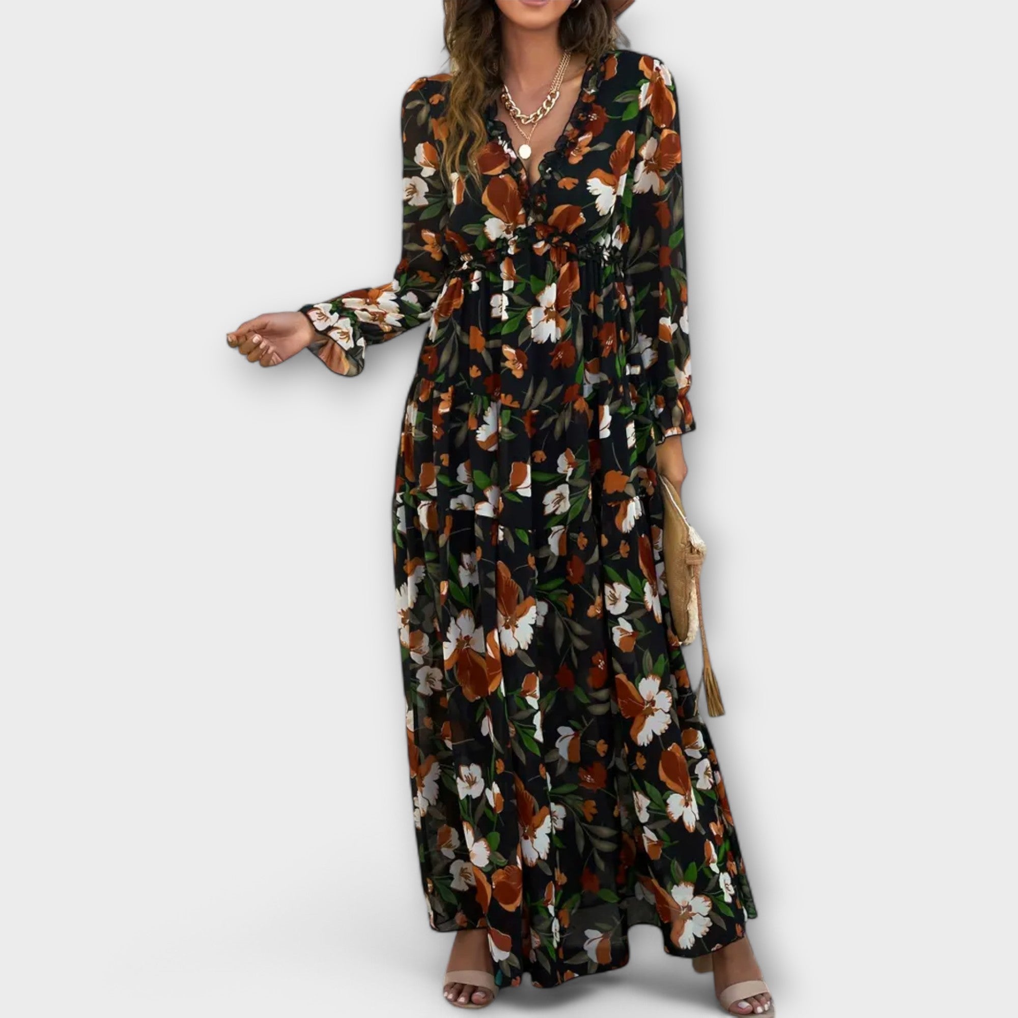 Wilma Women's Floral Maxi Dress | V-Neck, Lightweight Fabric 7